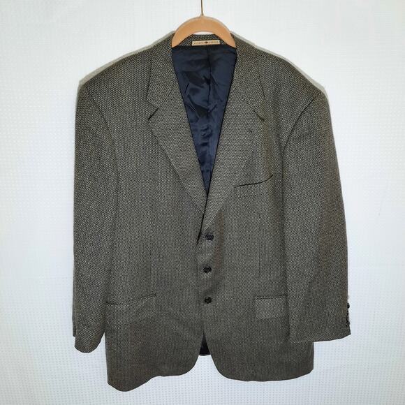 Joseph Abboud 44R Blazer Men Wool Cashmere Herringbone Jacket Nordstrom Brown - Picture 1 of 8